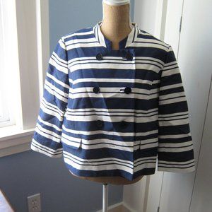 Talbots Navy and White Striped Blazer